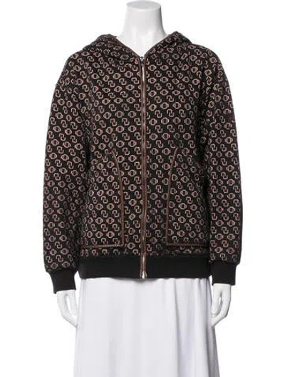 Pre-owned Maje Patterned Bomber Jacket In Black