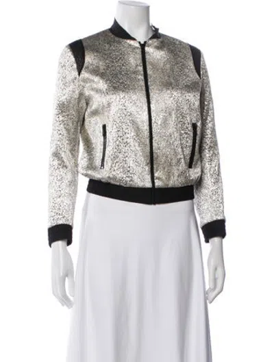 Pre-owned Maje Patterned Bomber Jacket In Black