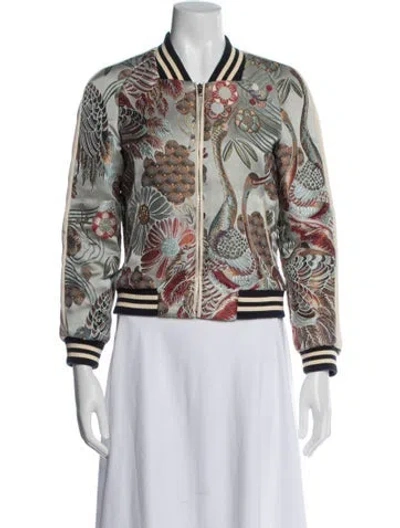 Pre-owned Maje Patterned Bomber Jacket In Neutral