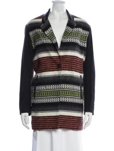 Pre-owned Maje Patterned Coat In Black/neutrals