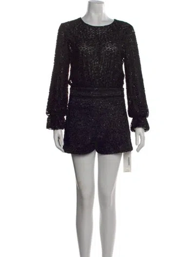 Pre-owned Maje Patterned Crew Neck Jumpsuit In Black