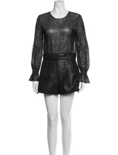 Pre-owned Maje Patterned Crew Neck Jumpsuit In Black
