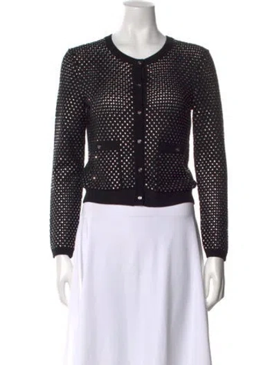 Pre-owned Maje Patterned Crew Neck Sweater In Black