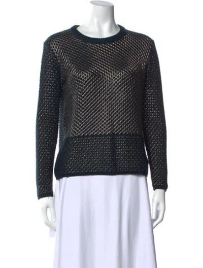 Pre-owned Maje Patterned Crew Neck Sweater In Blue