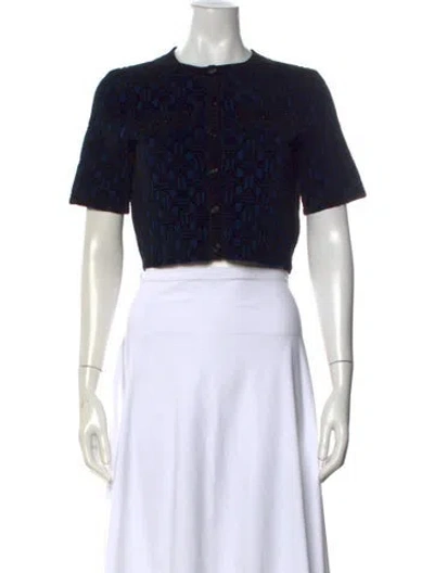 Pre-owned Maje Patterned Crew Neck Sweater In Blue