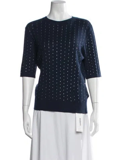 Pre-owned Maje Patterned Crew Neck Sweater In Blue