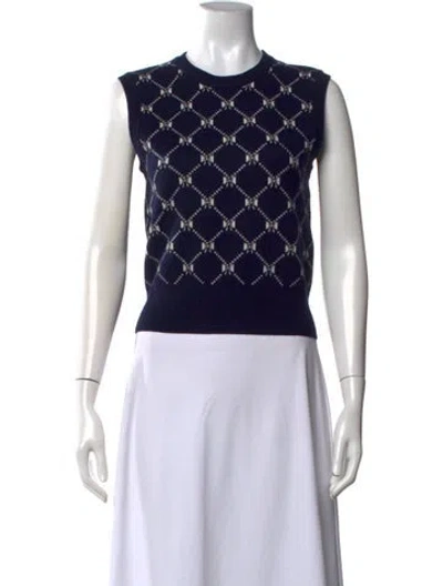 Pre-owned Maje Patterned Crew Neck Sweater In Blue/white