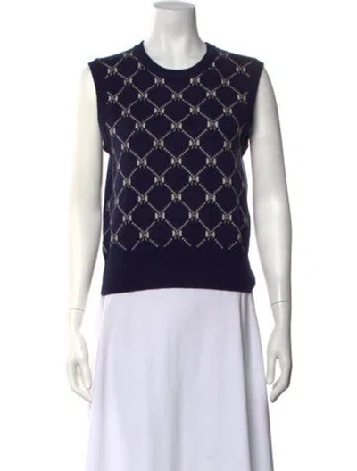 Pre-owned Maje Patterned Crew Neck Sweater In Blue/white