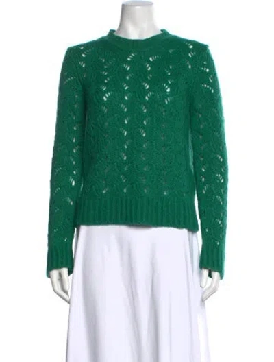 Pre-owned Maje Patterned Crew Neck Sweater In Green