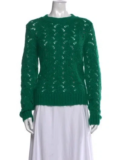 Pre-owned Maje Patterned Crew Neck Sweater In Green
