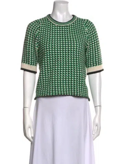 Pre-owned Maje Patterned Crew Neck Sweater In Green
