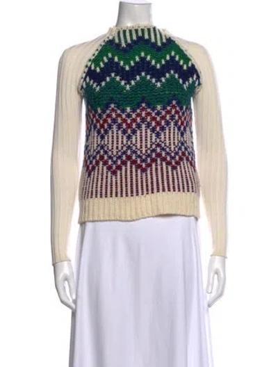 Pre-owned Maje Patterned Crew Neck Sweater In Neutrals