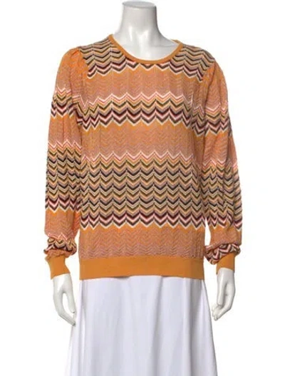 Pre-owned Maje Patterned Crew Neck Sweater In Orange