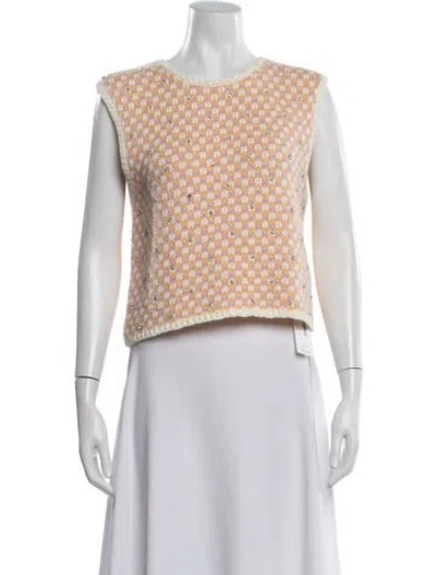 Pre-owned Maje Patterned Crew Neck Sweater In Orange