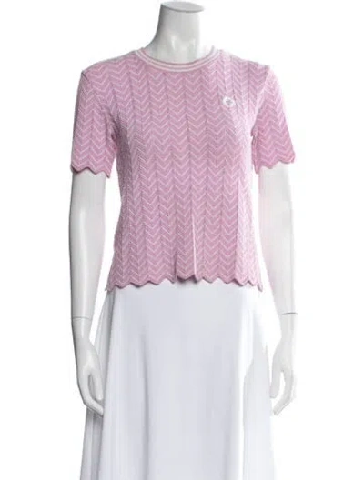 Pre-owned Maje Patterned Crew Neck Sweater In Pink