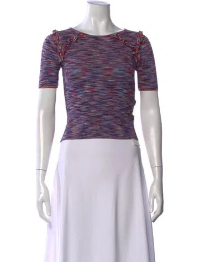 Pre-owned Maje Patterned Crew Neck Sweater In Purple