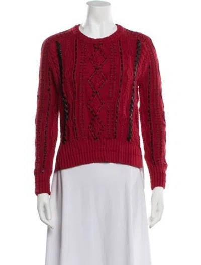 Pre-owned Maje Patterned Crew Neck Sweater In Red