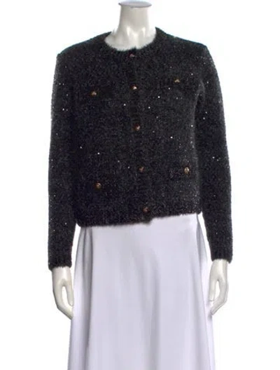 Pre-owned Maje Patterned Crew Neck Sweater W/ Tags In Black