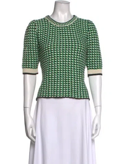 Pre-owned Maje Patterned Crew Neck Sweater W/ Tags In Green