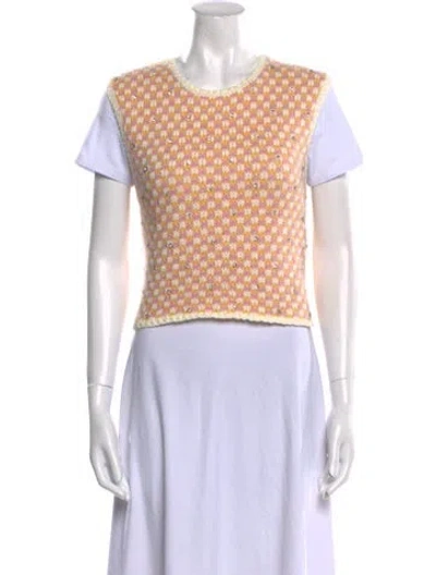 Pre-owned Maje Patterned Crew Neck Sweater W/ Tags In Pink