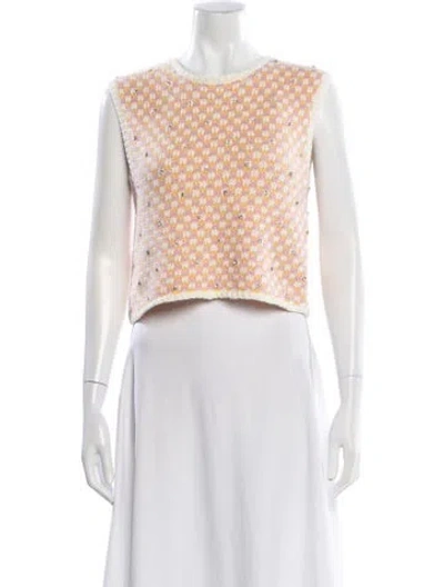 Pre-owned Maje Patterned Crew Neck Sweater W/ Tags In White