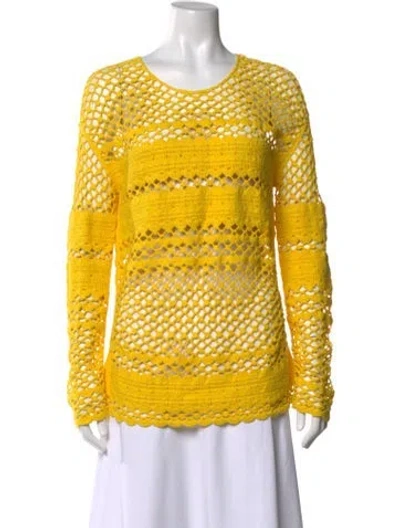 Pre-owned Maje Patterned Crew Neck Sweater In Yellow
