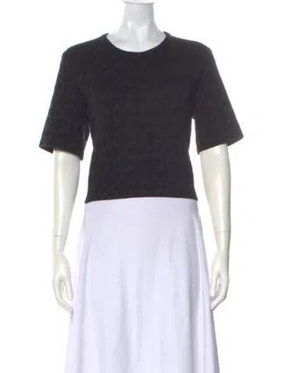 Pre-owned Maje Patterned Crew Neck Top In Black