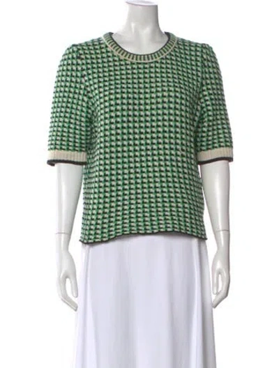 Pre-owned Maje Patterned Crew Neck Top In Green