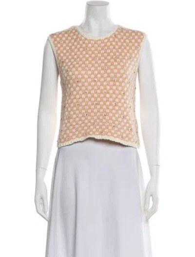 Pre-owned Maje Patterned Crew Neck Top In Pink