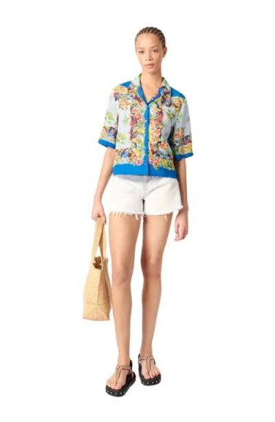 Maje Patterned Cropped Shirt In Multi