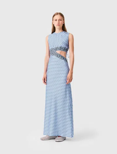 Maje Silk Printed Cutaway Dress In Multi