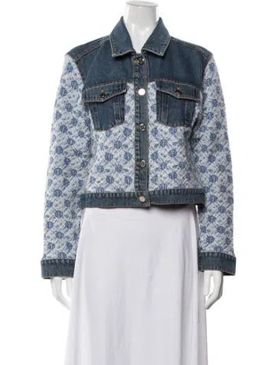 Pre-owned Maje Patterned Denim Jacket In Blue
