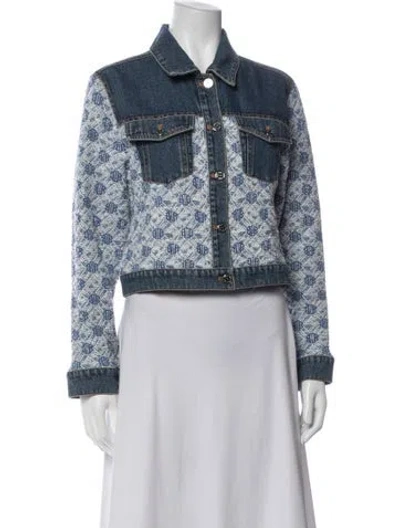 Pre-owned Maje Patterned Denim Jacket In Blue