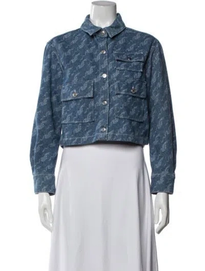 Pre-owned Maje Patterned Denim Jacket In Blue