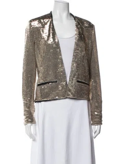 Pre-owned Maje Patterned Evening Jacket In Gold