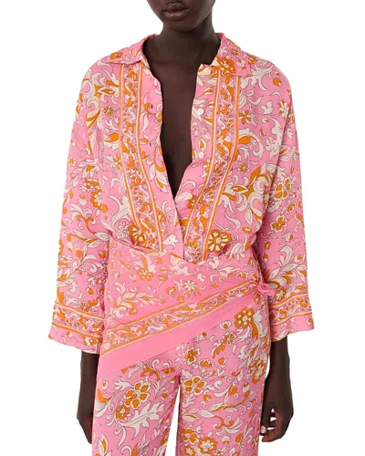 MAJE PATTERNED FLOWING LINEN SHIRT