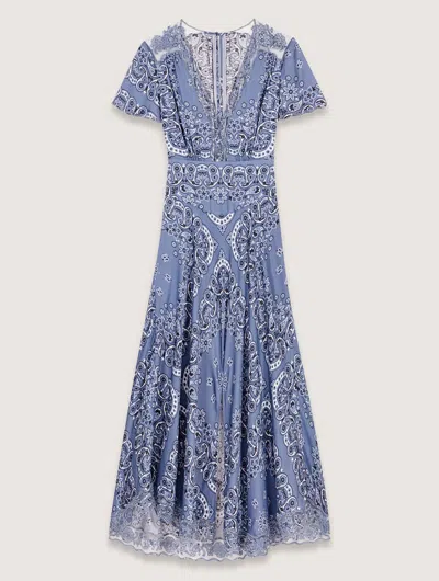 MAJE PATTERNED FLOWING MAXI DRESS