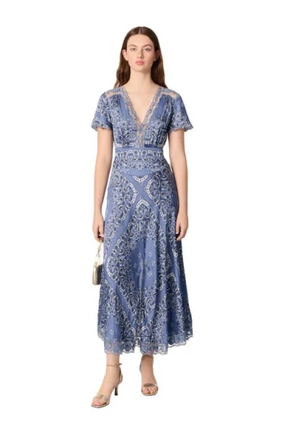 MAJE MAJE PATTERNED FLOWING MAXI DRESS