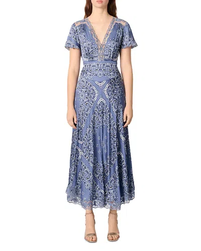 MAJE PATTERNED FLOWING MAXI DRESS