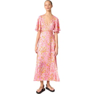 MAJE MAJE PATTERNED FLOWING MAXI DRESS
