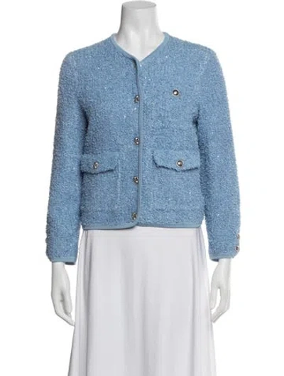 Pre-owned Maje Patterned Jacket In Blue
