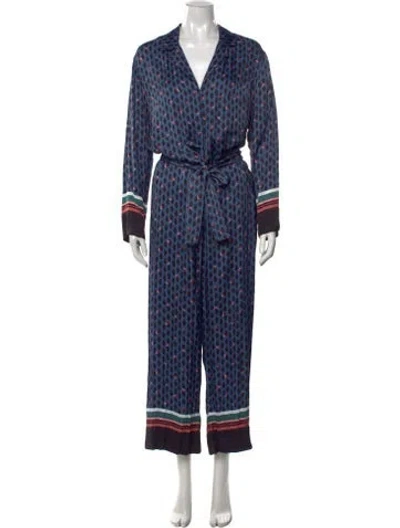 Pre-owned Maje Patterned Jumpsuit In Blue
