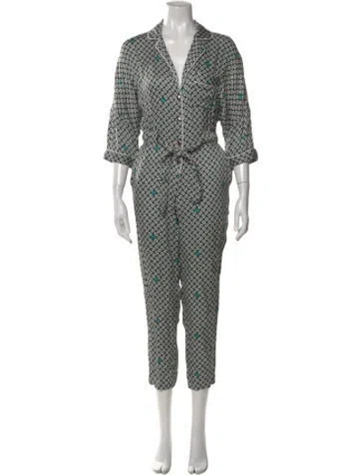 Pre-owned Maje Patterned Jumpsuit In Green