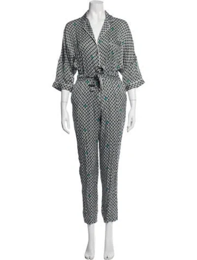 Pre-owned Maje Patterned Jumpsuit In Green
