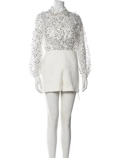 Pre-owned Maje Patterned Jumpsuit W/ Tags In White
