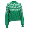 Maje Patterned-knit Mock Neck Sweater In Green Acrylic In Green
