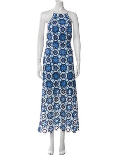 Pre-owned Maje Patterned Long Dress In Blue