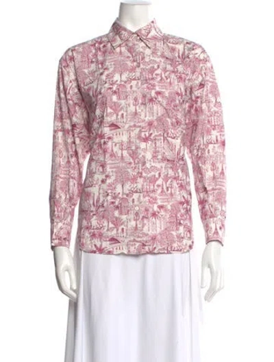 Pre-owned Maje Patterned Long Sleeve Blouse In Pink