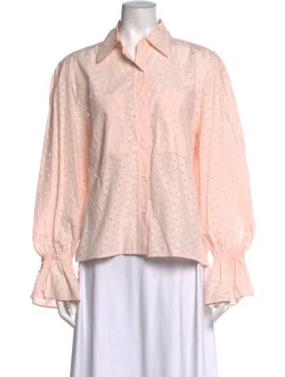 Pre-owned Maje Patterned Long Sleeve Blouse In Pink