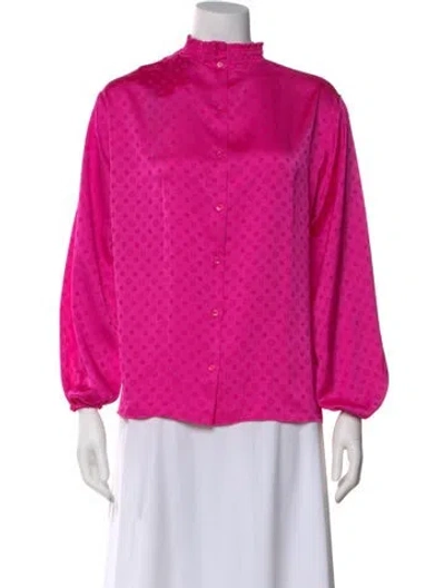 Pre-owned Maje Patterned Long Sleeve Blouse W/ Tags In Pink